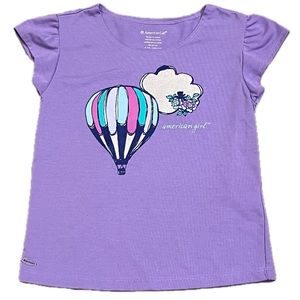 American Girl Purple Hot Air Balloon cloud floral flowers top small 7/8